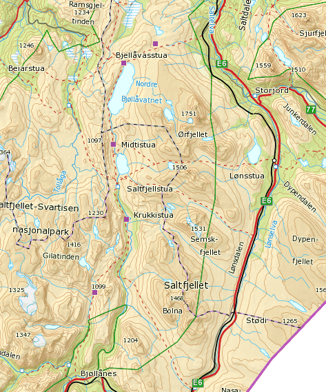 Saltfjellet_with_Telegraph_cabins_marked